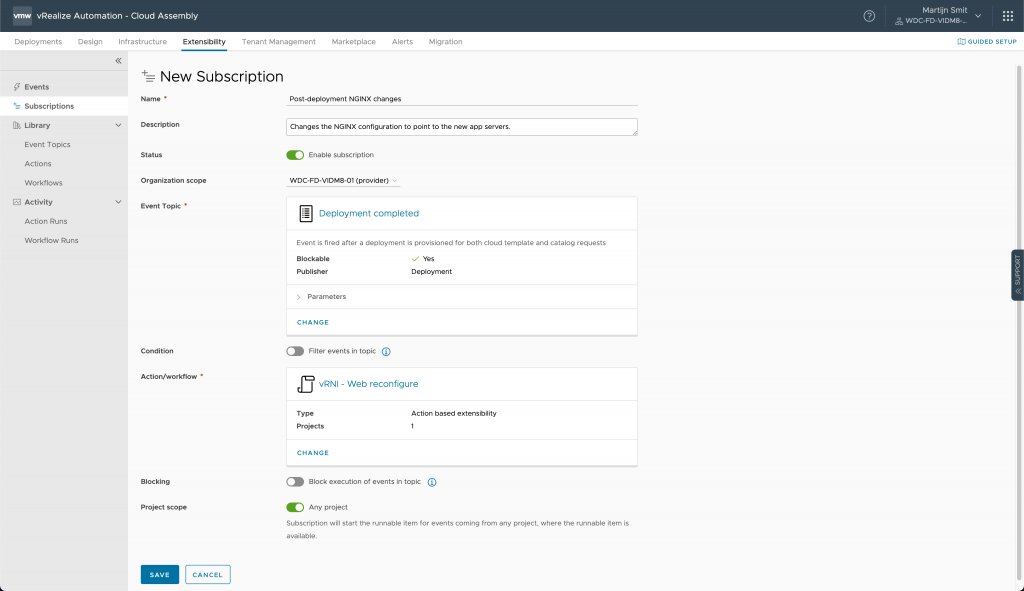 vRealize Automation New Subscription